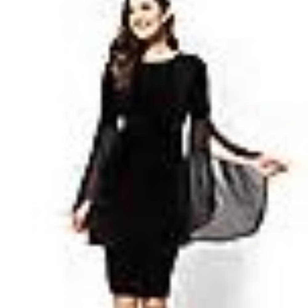 Statement Sleave Black XL Velour Sheath Dress